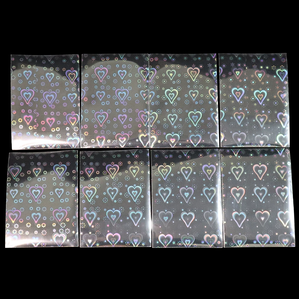 100Pcs Heart Foil Card Sleeves Trading Card Sleeves Korea Cards Spark Photocards Protectors