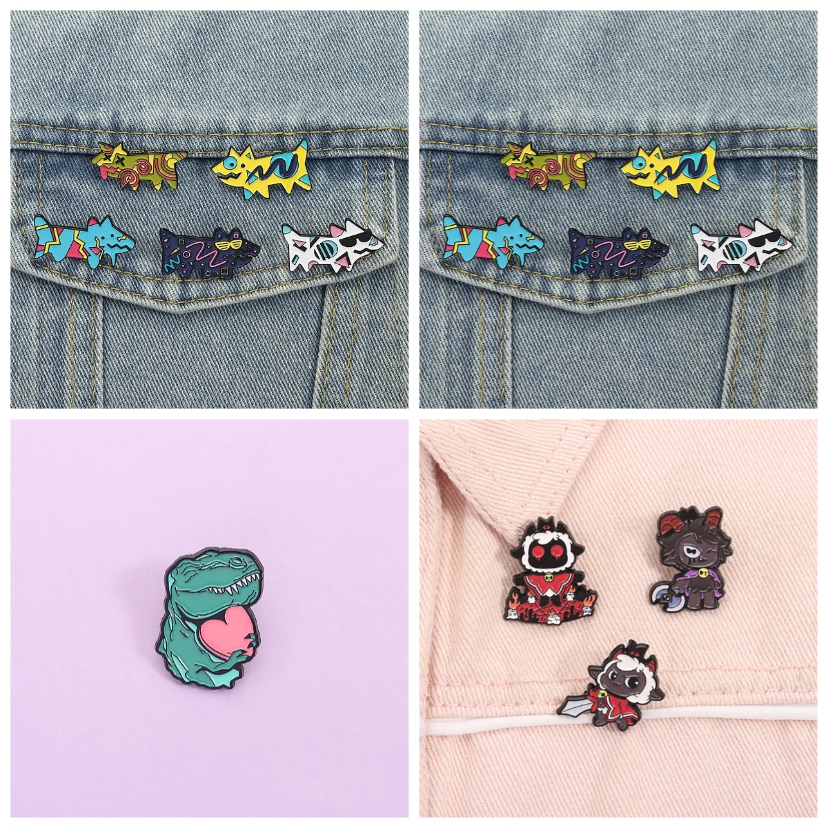 Lapel Pins Artistic Graffiti Animal Brooch Color Geometric Dog Badge Creative Clothing Bag Pin Accessories Pins for Backpacks