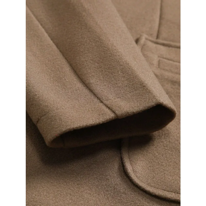 KIDWHXR Herren-Mantel, Herbst-Winter, doppelreihige Jacke aus Wollmischgewebe, Herren, lange Ärmel, mit Taschen, mittellange Länge, lässige Herren-Oberbekleidung. – Detail 18