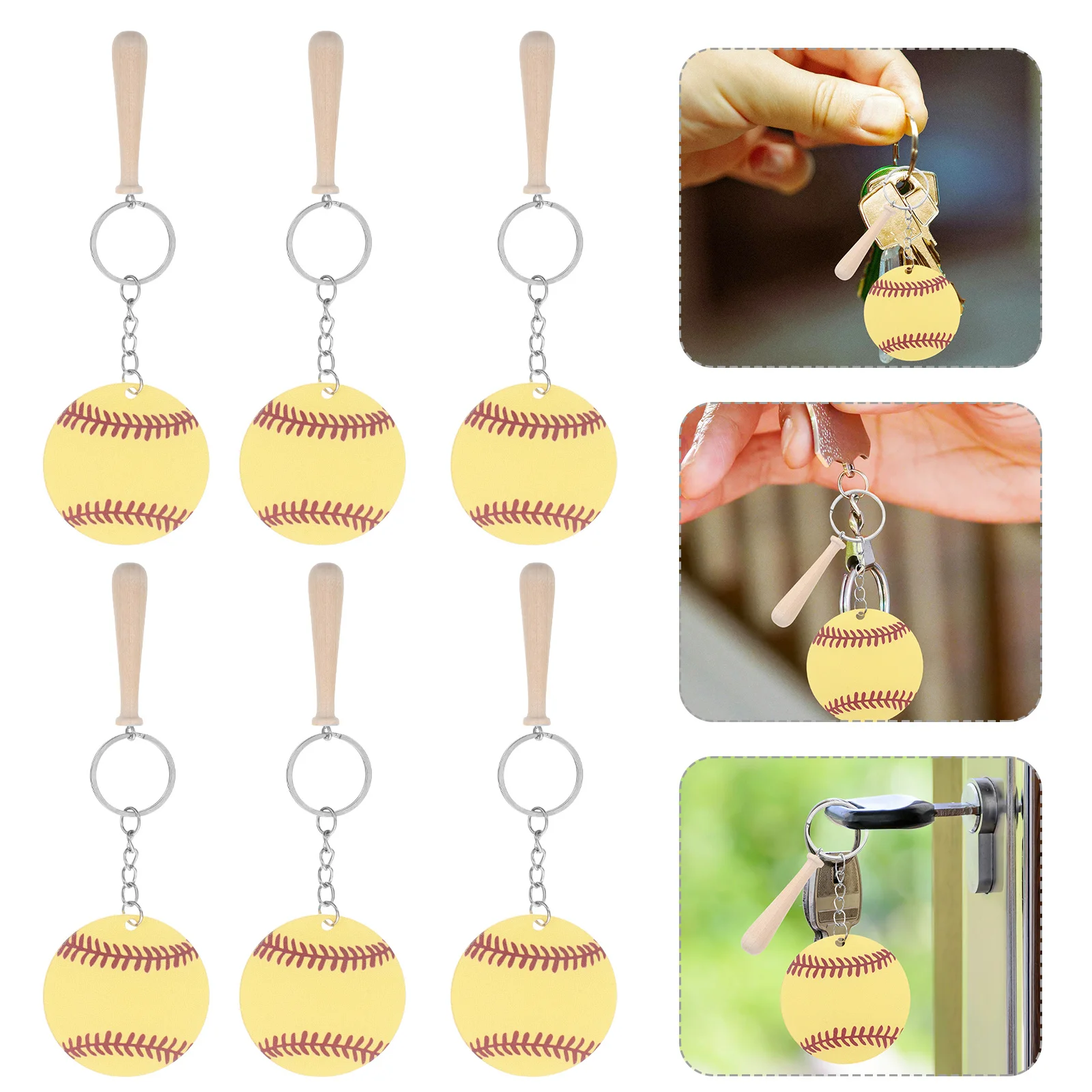 

12 set Diy Acrylic Baseball Keychain Mini Sports Party Favors For Women Bag Backpack Pendant Decor Jewelry Craft Accessories