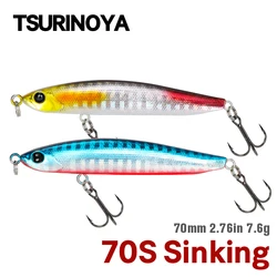 TSURINOYA 70S Long Casting Sinking Lipless Fishing Lure 70mm 7.6g SWORDSMAN Slim Pencil Sinking Hard Bait Bass Trout Jerkbait