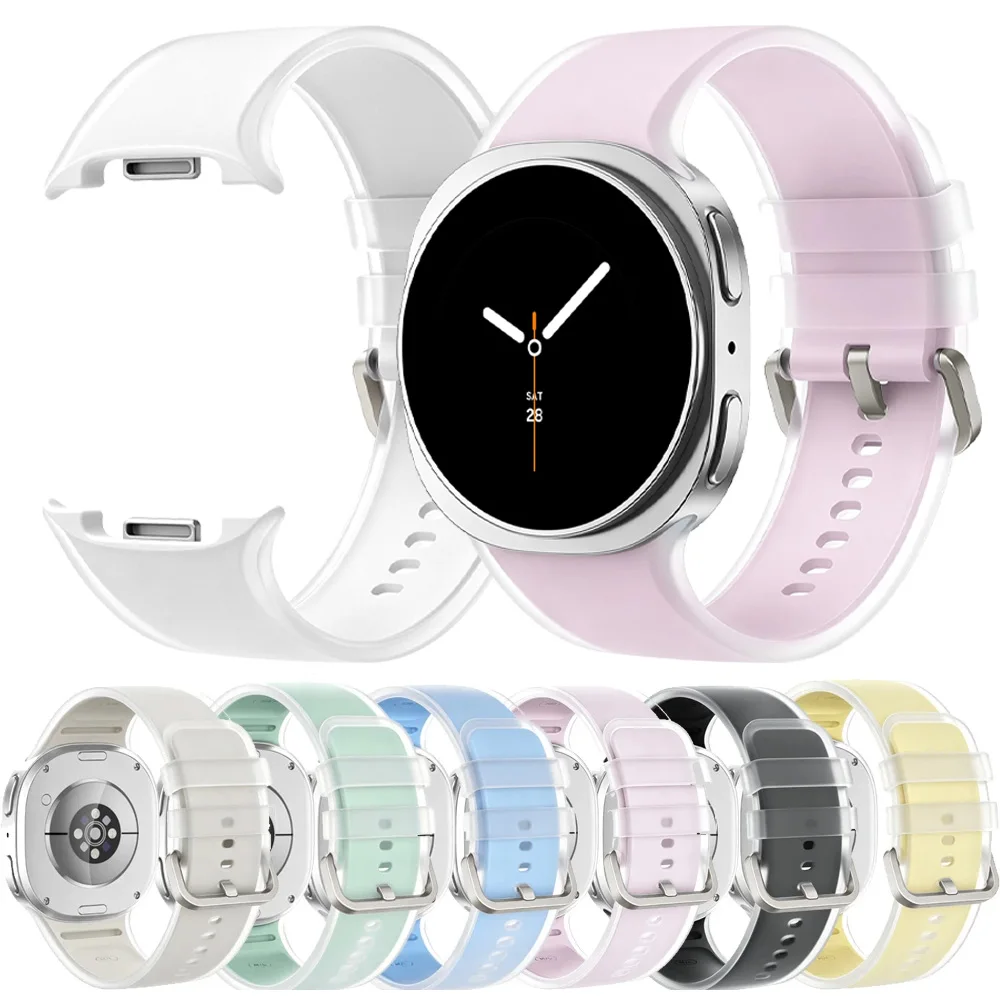 Official Transparent Silicone Strap For Samsung Galaxy Watch 9 8 40mm 44mm Jelly Color Wristband Watch 8 Classic 46mm Accessory