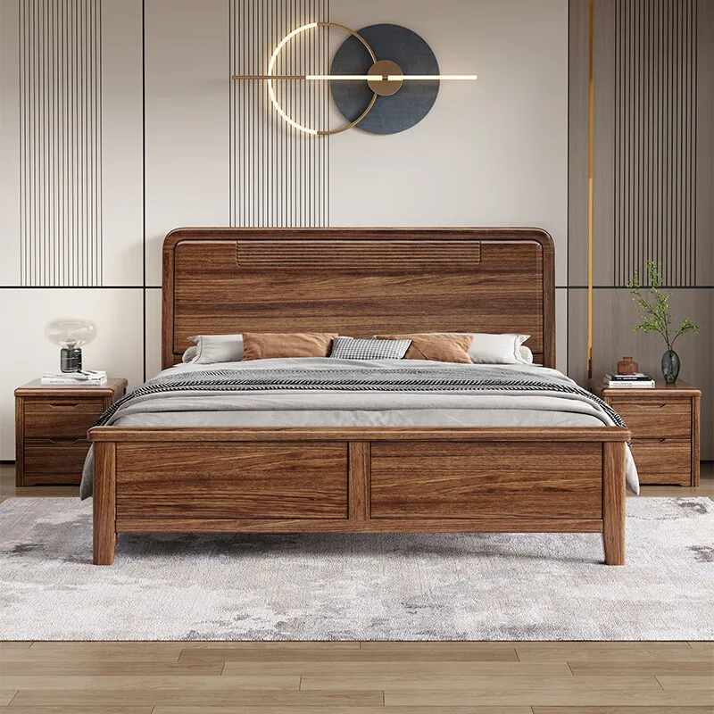 

Solid wood bed: 1.8 meters, modern simple master bedroom, queen bed, 1.5 meters high box storage bed, Chinese solid wood