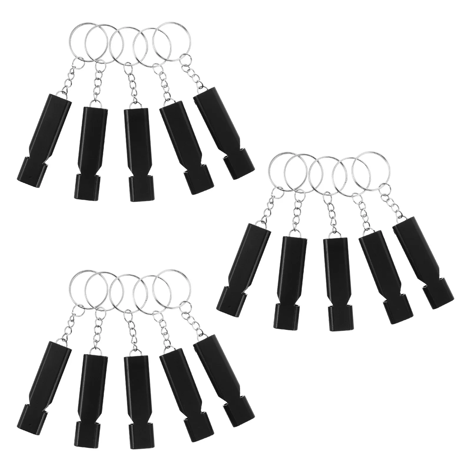 

15Pcs Outdoor Survival Whistle Aluminum Alloy Double Frequency 110 Decibel Loud Sound Emergency Safety Whistle Keychain Black