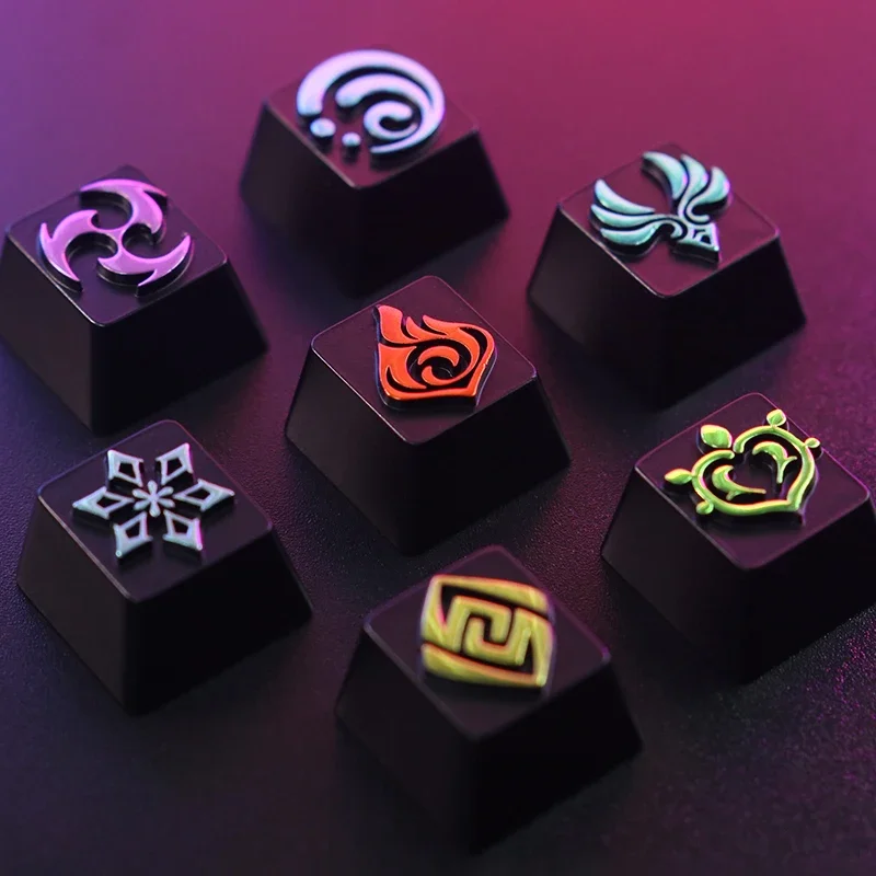 Genshin Impact Elements Keycap Zinc Aluminum Alloy Anemo Electro Pyro Cryo Hydro Personalized Mechanical Keyboard Custom Keycaps