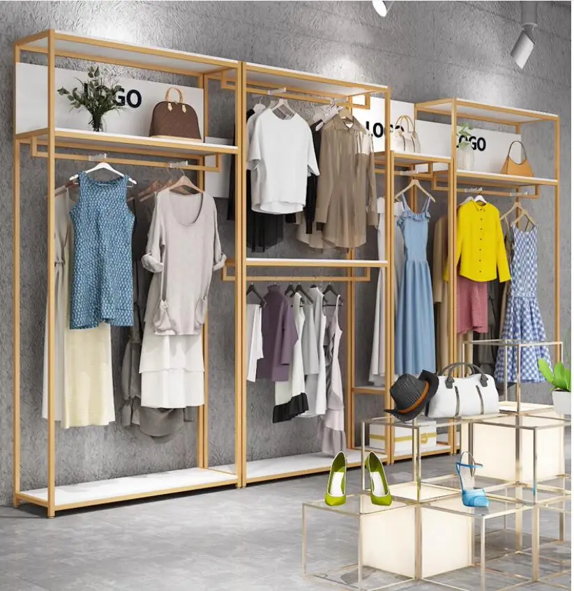 

Clothing store display rack, floor standing clothes rack, women's and men's clothing store hanging clothes rack, storage rack