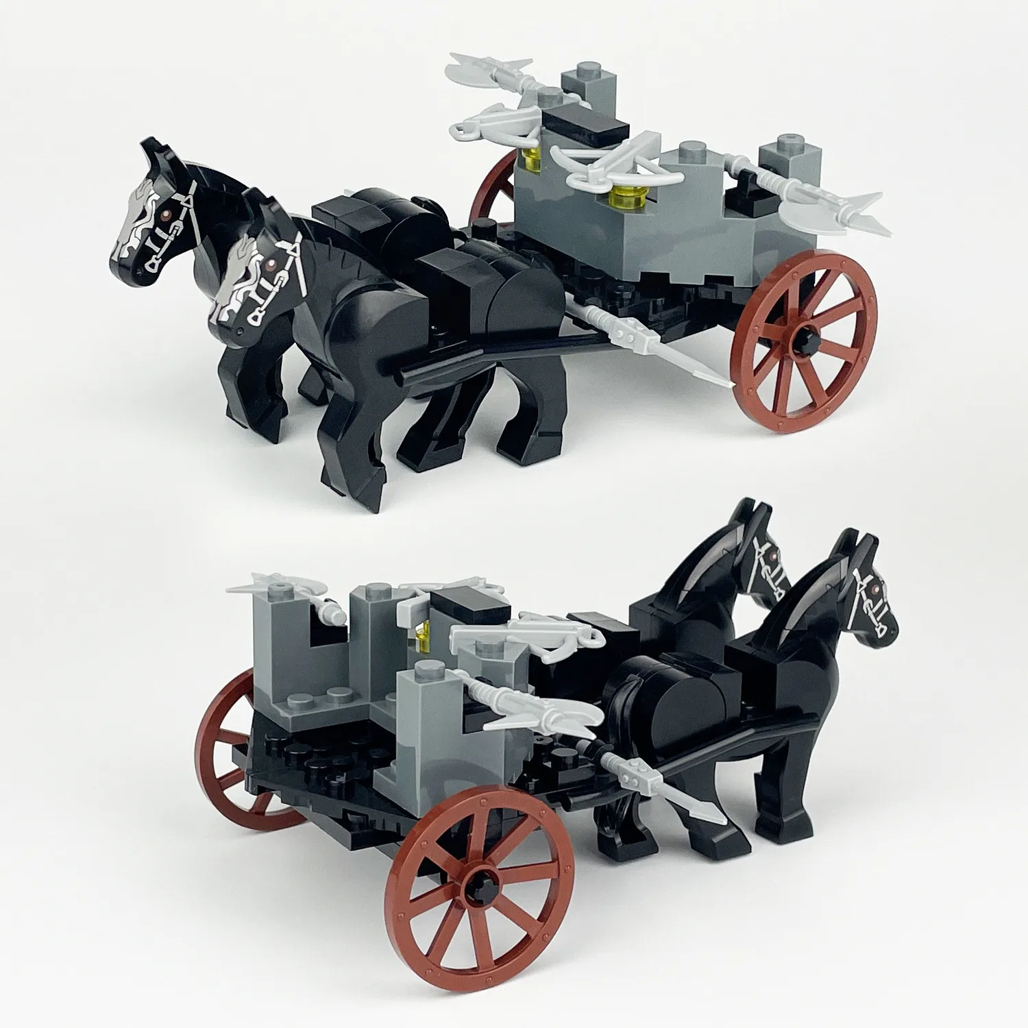 MOC Knight Chariot Carriage Wagon Building blocks Medieval Military Soldier Weapons Figures Accessories Bricks DIY Kids Toys