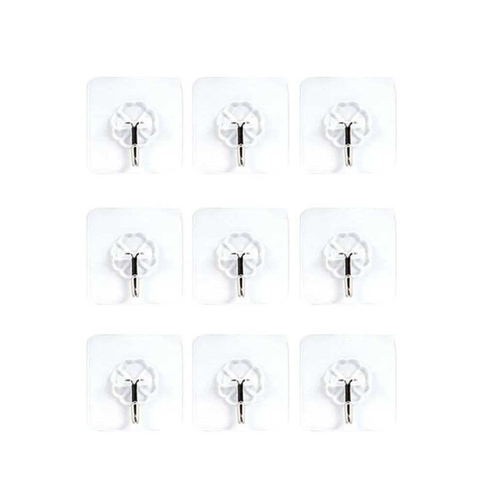 20pcs Adhesive Hooks Plum Blossom Shape Thickened Wall Hooks No Nail Sticky Hangers for Bathroom Kitchen (Random Style)