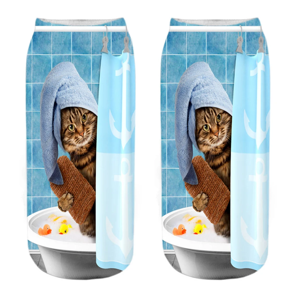 New 3D Print Cartoon Women\'s  Socks Funny Cute Cat Lovely Animal Pattern Girls Happy Low Ankle Sokken