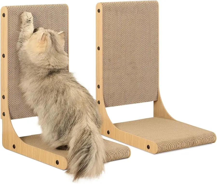 

Zakkart 2-Pack Cat Scratching Board, 19.7'' Tall Cardboard L Shape Vertical Cat Scratchers for Indoor Cats, Cat Scratching Post