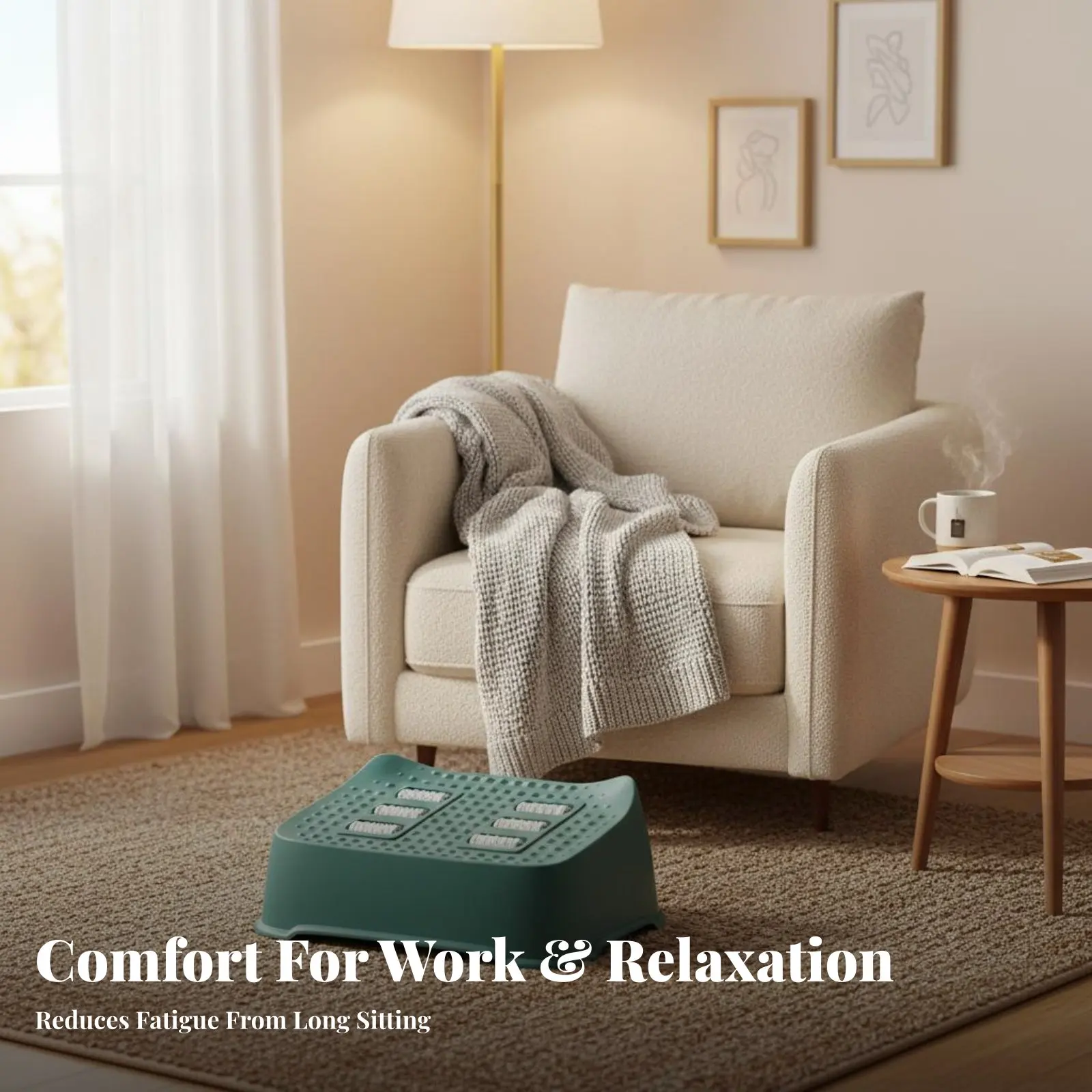 

Регулируемая массажная подставка для ног для снятия усталости, прочная конструкция, компактное хранение для офисных работников, рабочих станций