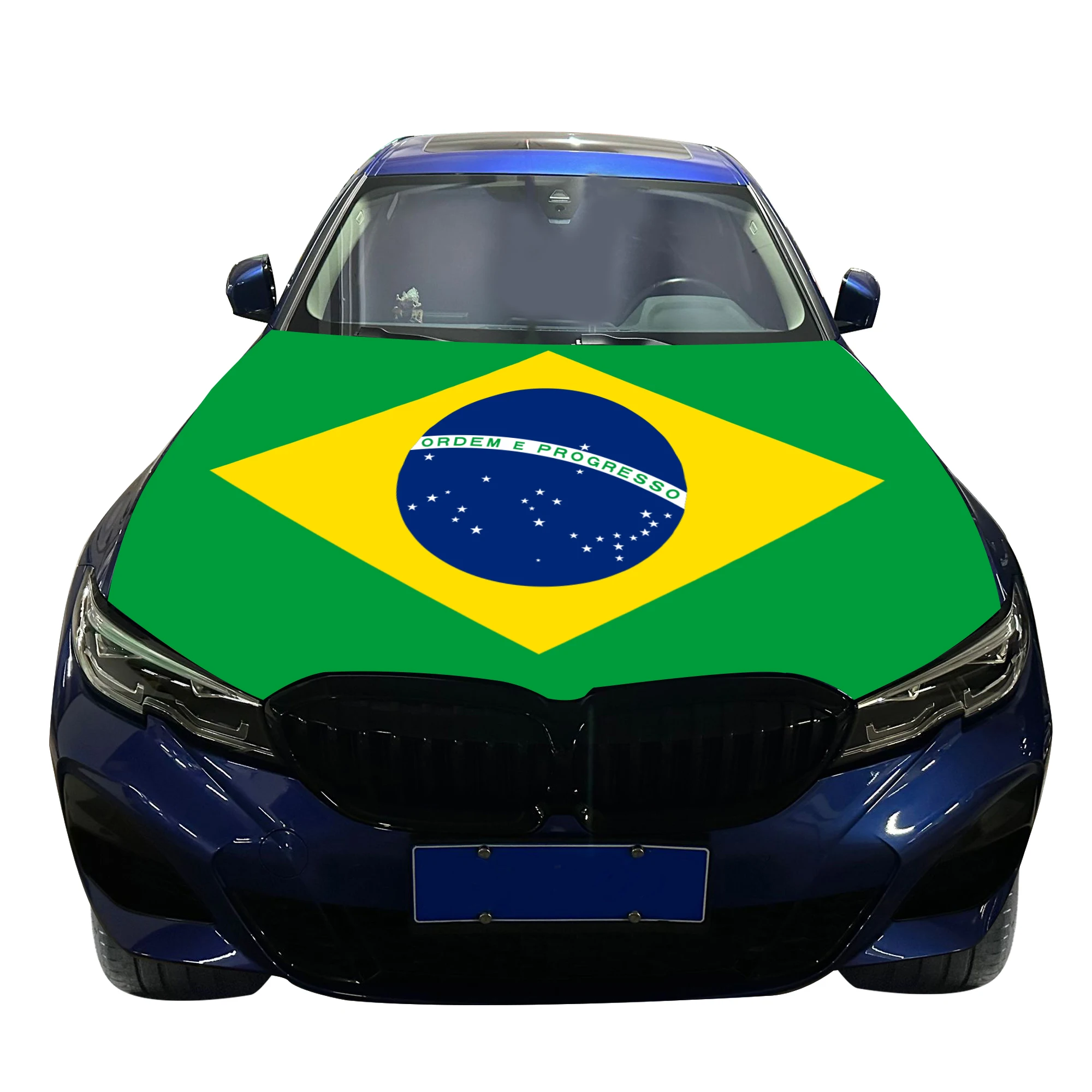 

Brazil Car Hood Cover Flag Universal Size Elastic Polyester 120x150cm for Car Decor