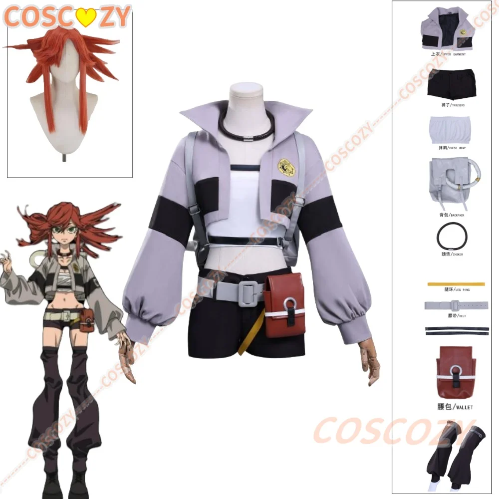 

Anime Gachiakuta Riyo Reaper Cosplay Costume Wig Uniform Choker Akuta Cleaners Halloween Party for Women Girls Carnival Props