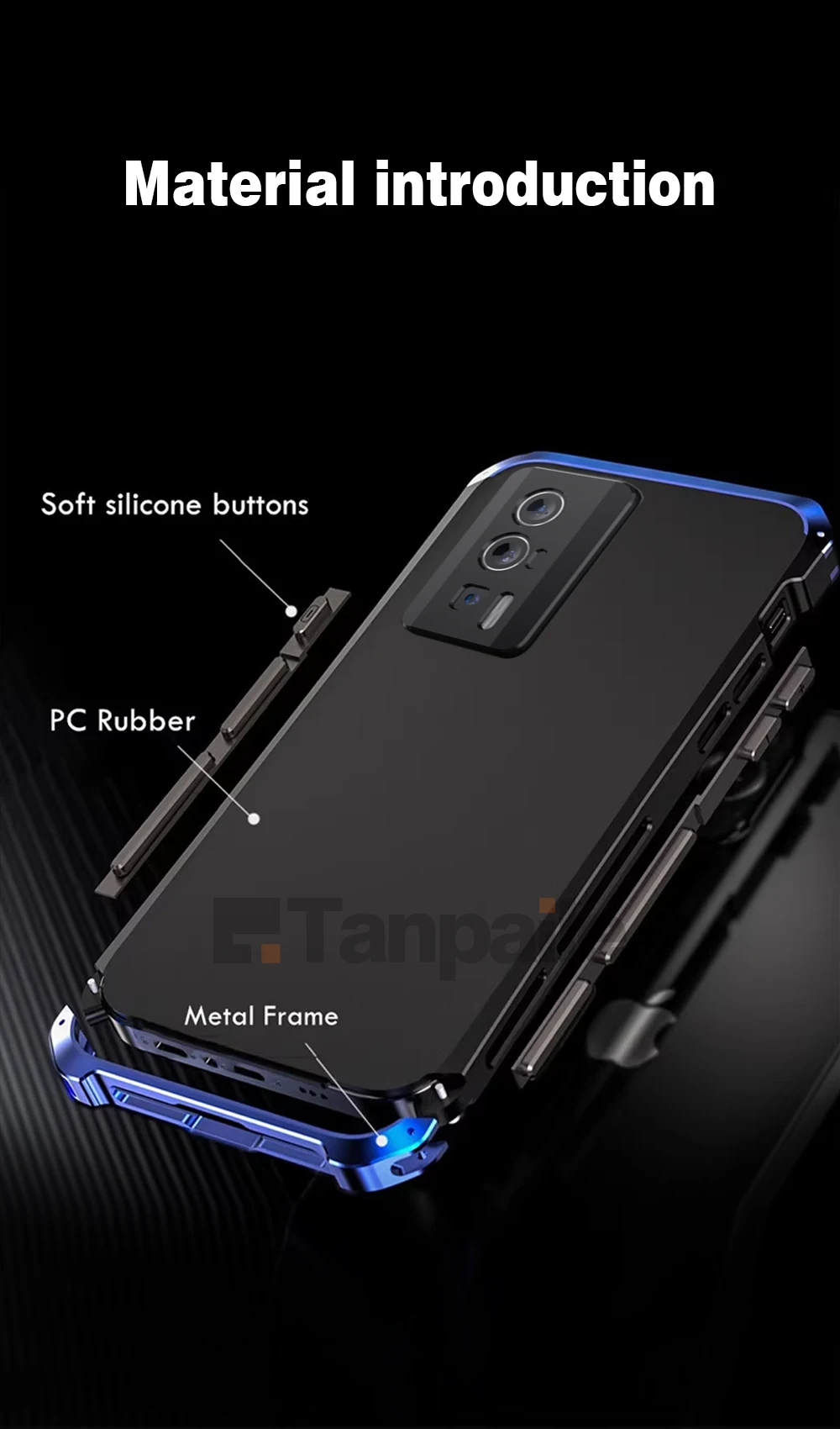 Tanpaile- Luxury Slim Aluminum Alloy Metal Frame for Oneplus ACE 2 Pro 11R Bumper Case Shockproof PC Back Cover