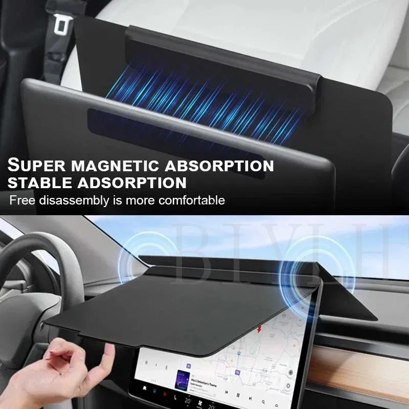 For Tesla Model Y/3 Car Screen Protector Magnetic Surface Cover Shell Navigation Screen Dustproof Sun Protection Sun Visor