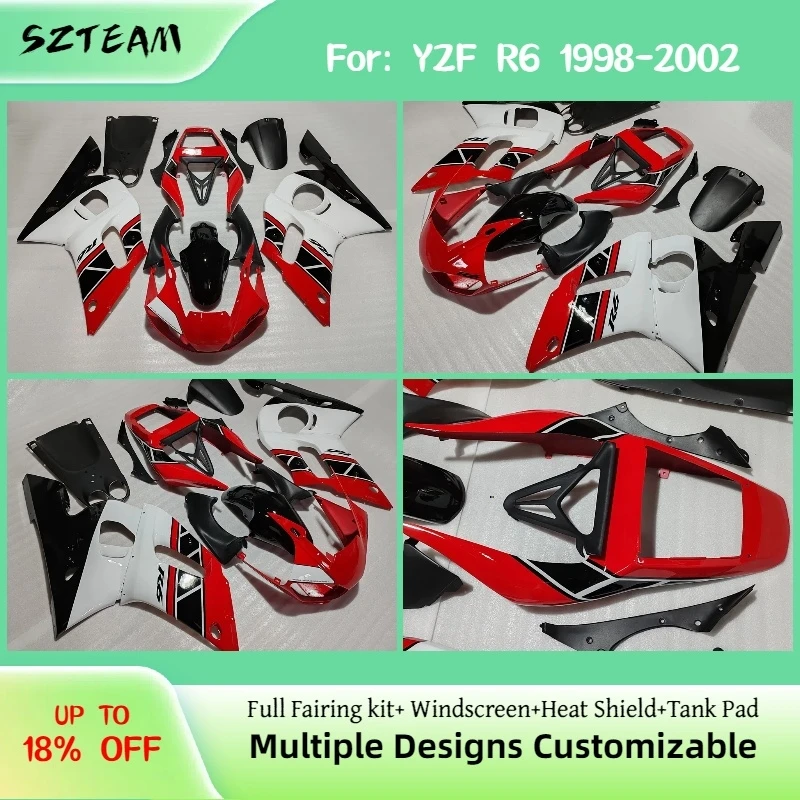 

Комплект обвесов (кузовных деталей) из АБС-пластика для YAMAHA YZF-R6 1998-2002 годов, полный комплект