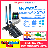Fenvi 5374Mbps WiFi 6E for Intel AX210 PCIe Wireless WiFi Adapter 2.4G/5G/6Ghz 802.11AX For Bluetooth 5.3 AX200 WiFi 6 Card PC