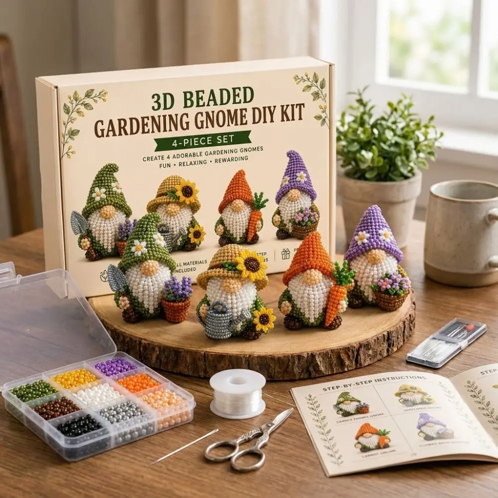 Vibrant Tube Beads 3D Beaded DIY Craft Kit Educational Gnome Bead Making Supply Nativity Colorful Animal Beaded Ornament