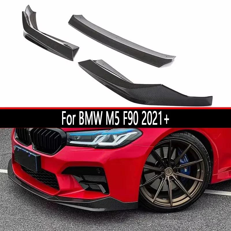 For BMW M5 F90 2021+ Carbon Fiber Car Front Bumper Diverter Spoiler Diffuser Front lip chin MP Style body kit