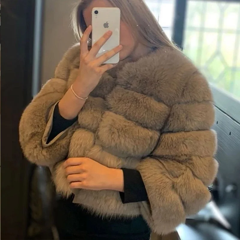 

Hot Sale 5-section real fox fur coat, fur integrated fashion high-end young coat for women