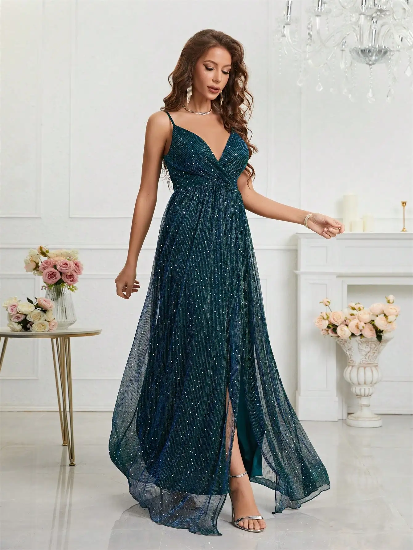 Unithorse V-neck elegant bridesmaid dress halter gown for women