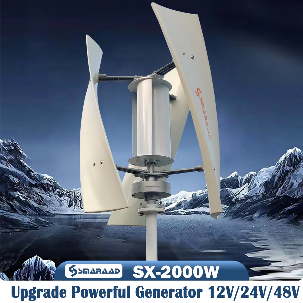 Wind Turbine Generator 2000W Small Free Energy Wind Power Windmill Mini Permanent Maglev 12v 24v  With MPPT Controller
