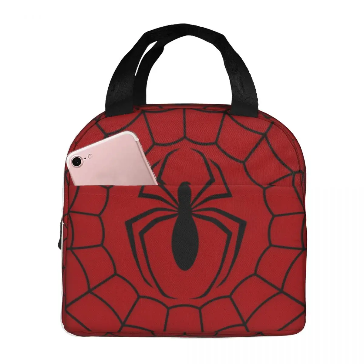 Spider Man Skinny Spider Logo Lunch Bag Portable Insulated Lunch Box School Print Cooler Bag Fun Oxford Tote Food Bags