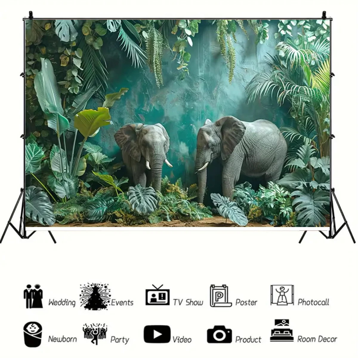 Umi Wild animal background primitive jungle lions elephants tigers children birthday party decoration newborn photography photo