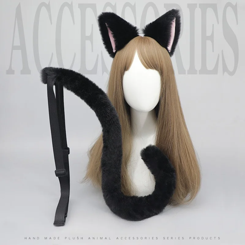 انتشار آذان غطاء الرأس زخرفة الشعر ذيل القط أنيمي حفلة كوس عقال الحيوان الأذن والذيل محاكاة البدلة