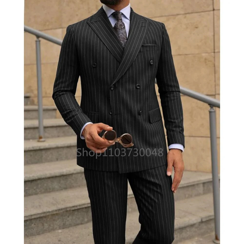 Brown/navy 2 pieces férfiak suits beállítása Csináltatás men's Alaki business/wedding suits Bérc Hajtóka Dublőz Hasas Blézer nadrágot számára Avatás