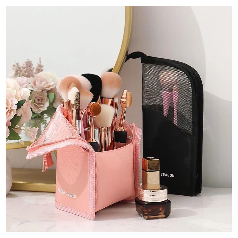 Sac de rangement pour outils cosmétiques pour dames, sac de rangement pour pinceaux de maquillage en Polyester à fermeture éclair, sac pour crayons à sourcils et rouges à lèvres