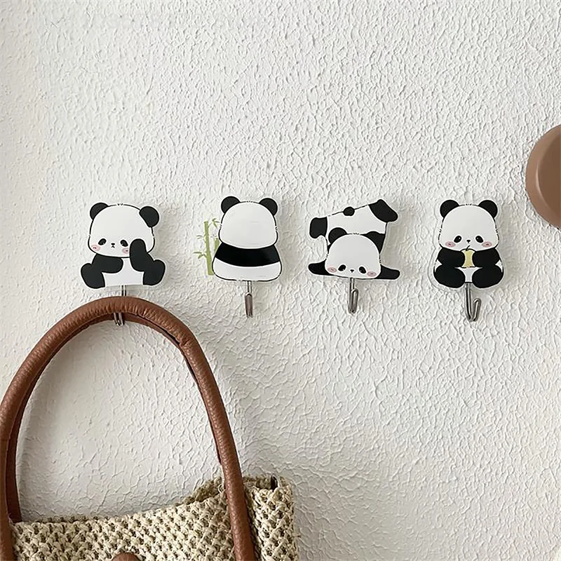 Creativity Cute Panda Punch-free Hook Behind The Door Bathroom Strong Adhesive Wall Hook Acrylic Traceless Hook Home Accessories