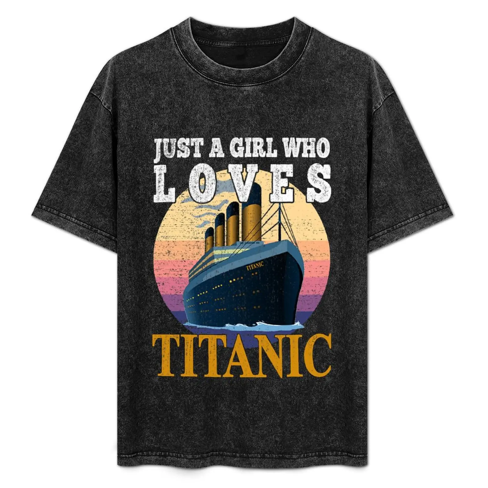 タイタニック船を愛するただの女の子-シップボート-タイタニック-ガールズ-tシャツ-ホリデー-カジュアル-半袖トップス