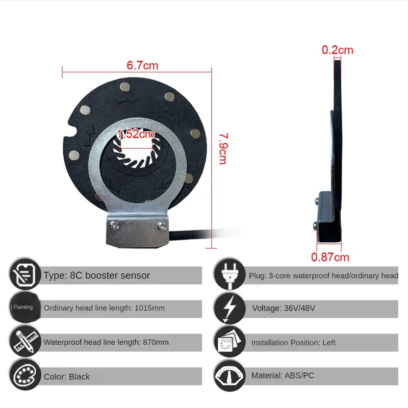 Electric Bike Magnetic Power Sensor 36/48V Pedal Assist Sensor F-8C Magnets Dual Hall Sensors PAS System Ebike Parts