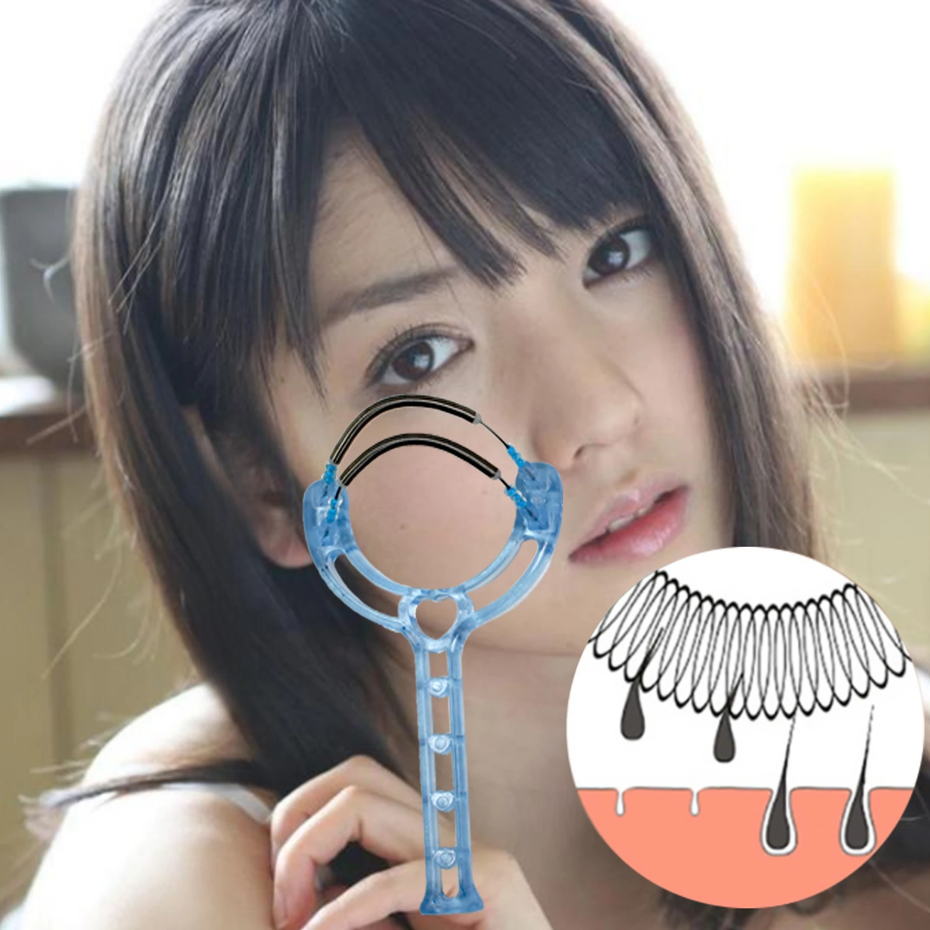 Novo seguro depilador facial removedor de pêlos rosto beleza maquiagem ferramentas primavera rosqueamento remoção depilador dermaplaning ferramenta alta qualidade