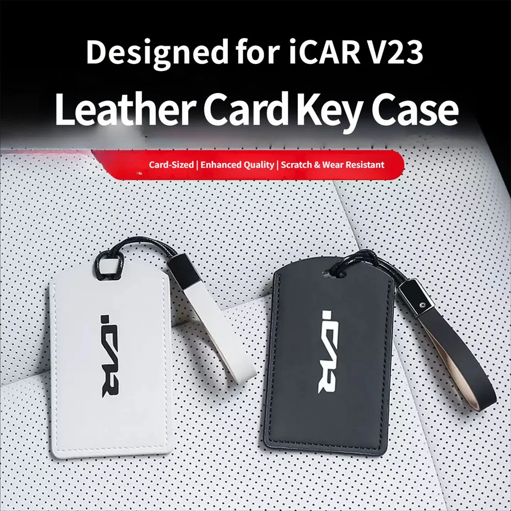 

For Chery iCAR V23 Leather Key Cover Protector Case NFC Card Smart Key Shell Modification Anti Drop Wear Resistant Key Sleeve