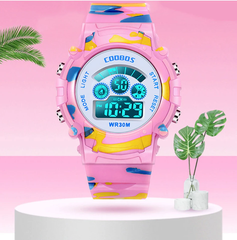 New Boys Girls Sports Kids Digital Watches Student Childrens Watch Fashion Luminous LED Alarm Camouflage Clock Kid Brithday Gift