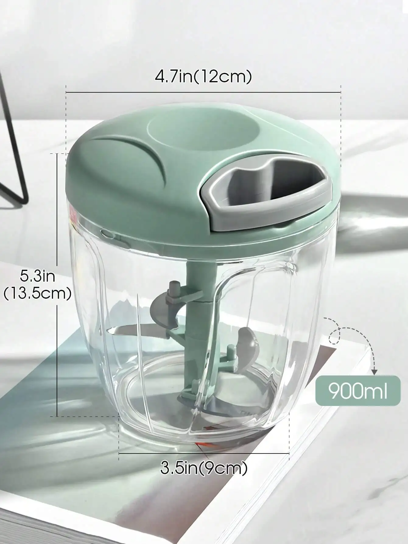 1pc 900ml Manual Food Processor Garlic Vegetable Chopper, Suitable For Chopping Garlic, Ginger, Chili, Onion And  Foods