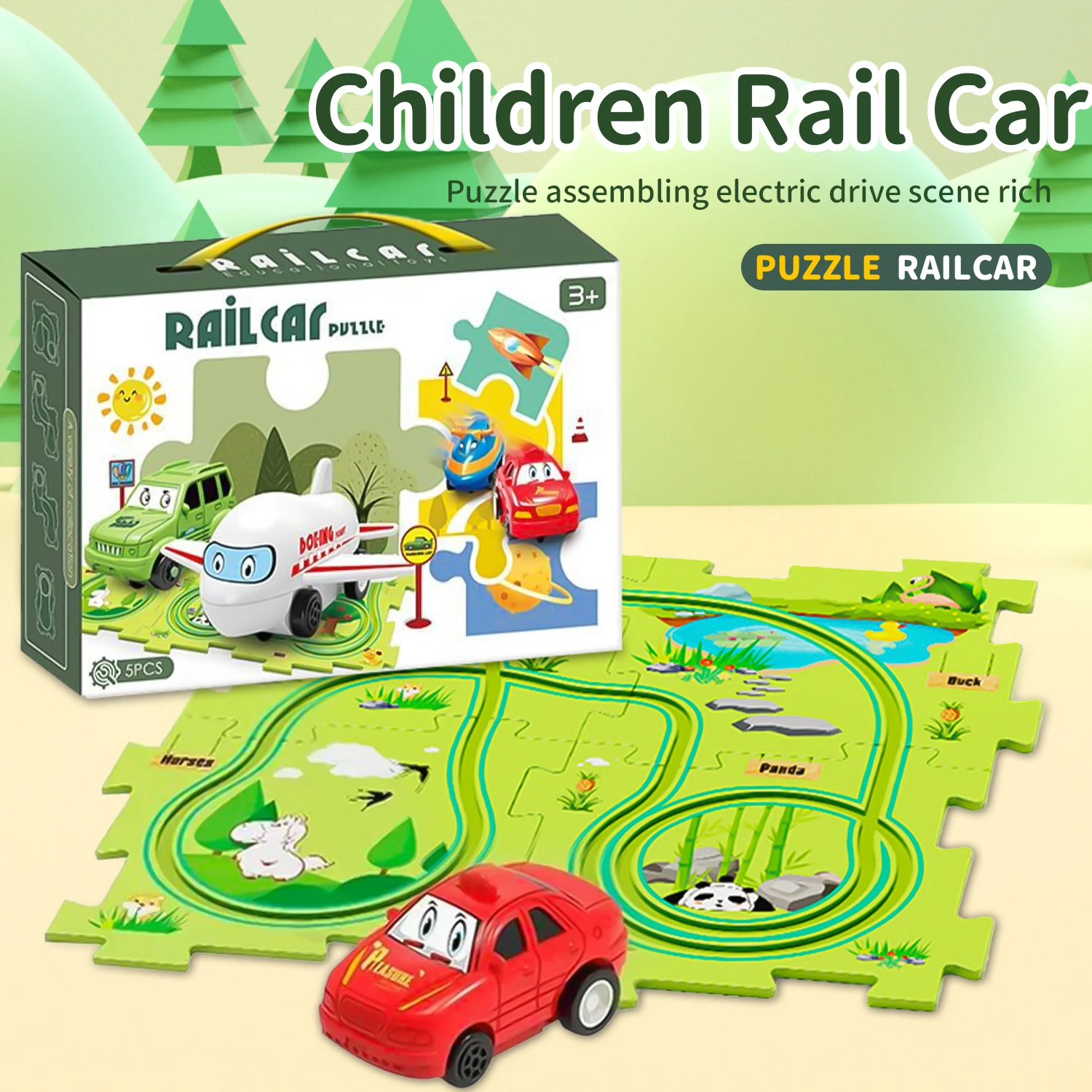 Children Puzzle Tracks Car Toy DIY Assemble Electric Automatic Rail Car montessori Parent-child Interaction Toy for Kids Gifts