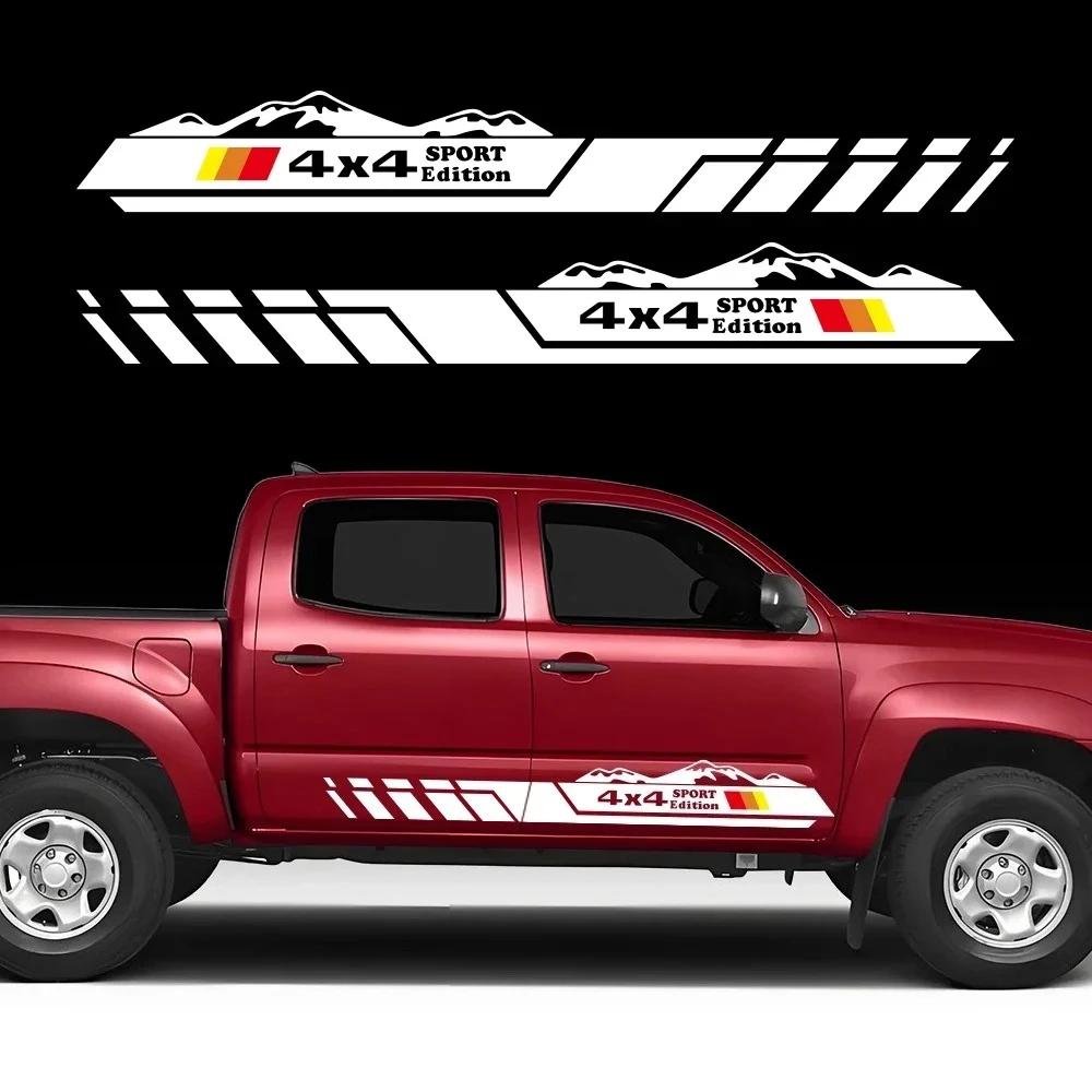 2PCS Pickup 4X4 Sport Stickers For Pickup Truck Off Road Car Styling Decor Vinyl Decals Auto Body Tuning Decoration Accessories