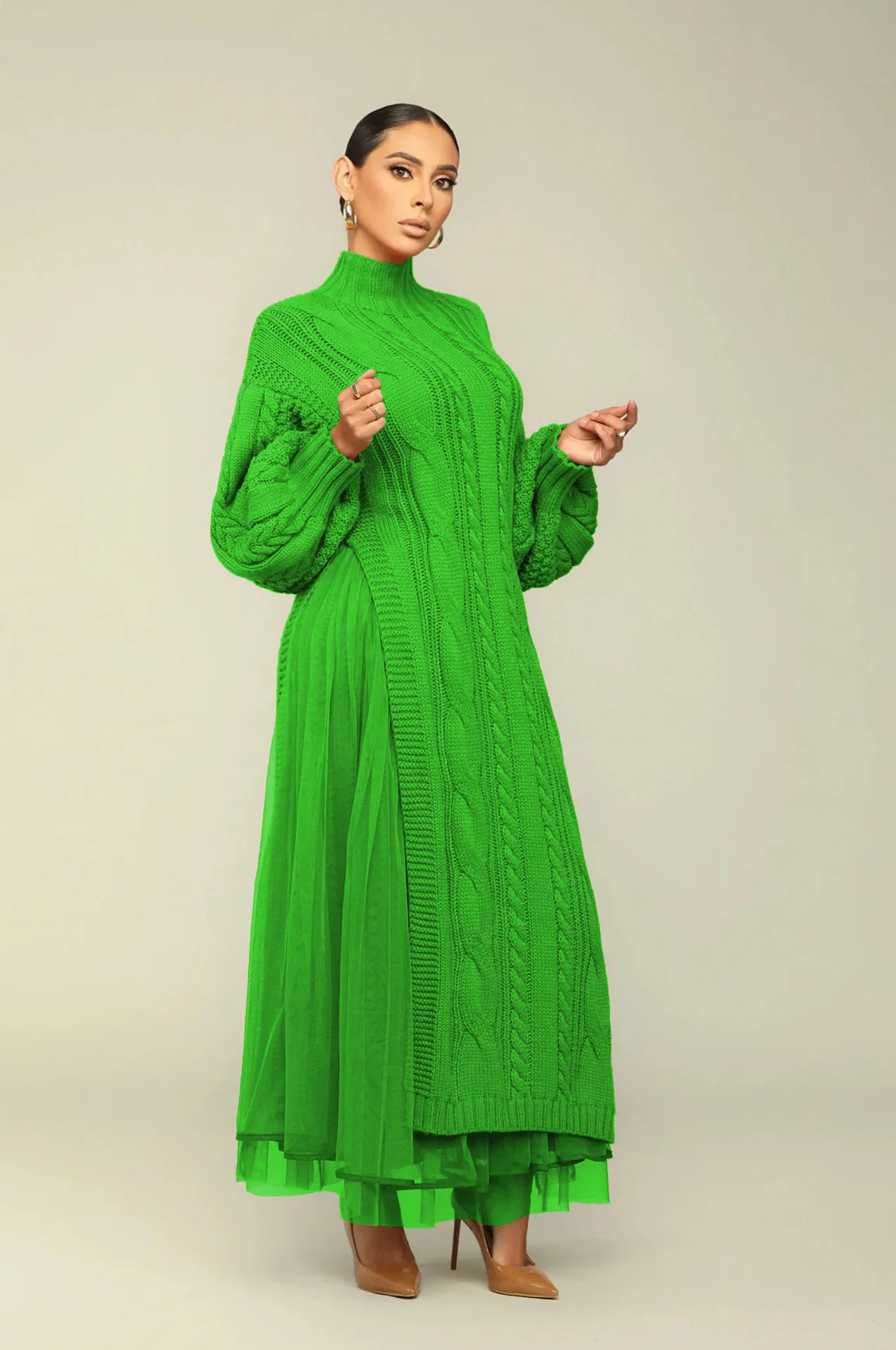 

Muslim Women Dress Robe Mesh Knitting Vestidos Dubai Saudi Arabic Morocco Abaya Jalabiya Eid Ramadan Knitted Dresses Abayas