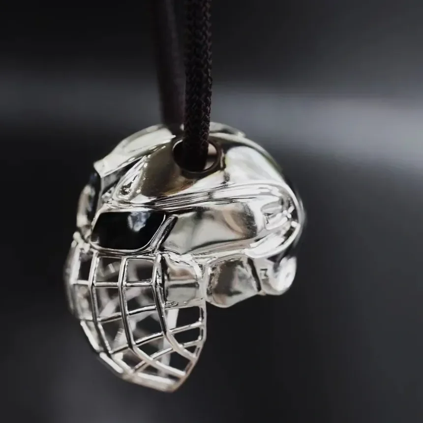 Leisure Sports Style Silver Color Through-carved Work Ice Hockey Helmet Pendant Necklace UNISEX Ice Hockey Tournament Necklace