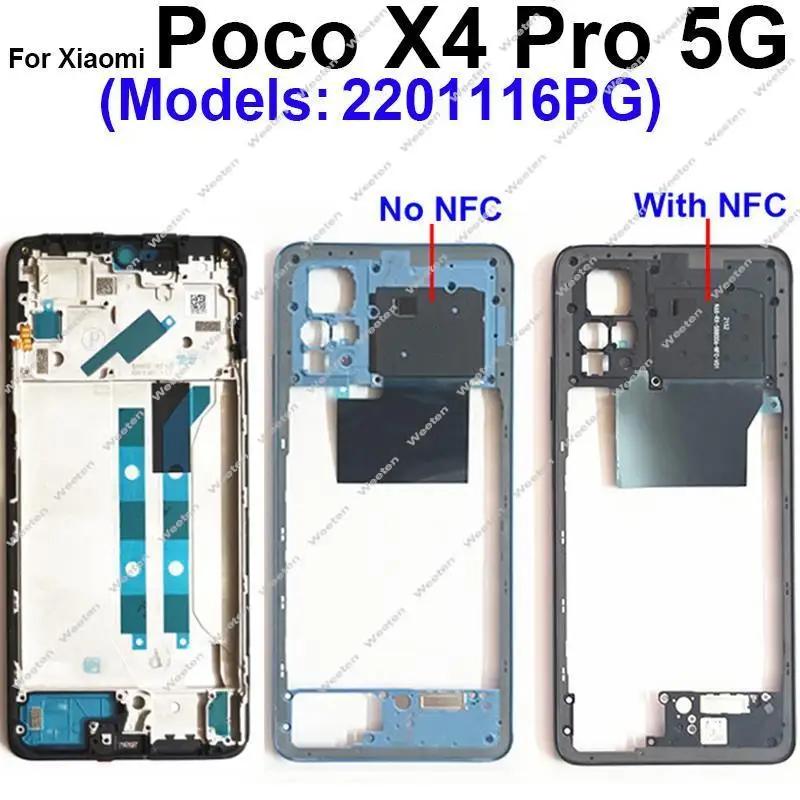 Middle Frame Housing For Xiaomi POCO X4 Pro X4pro 5G Middle Frame Holder Chassis with NFC Replacement