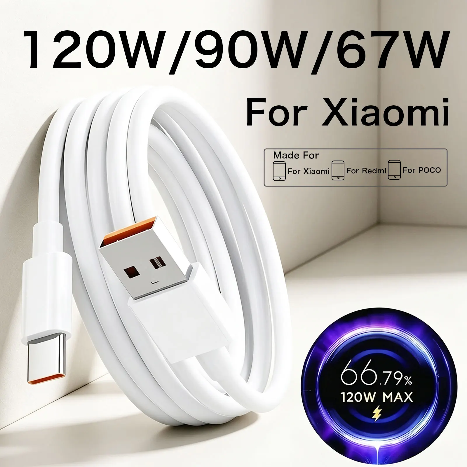 For Xiaomi 12 13 14 15 Redmi Note 11 12 T 13 14 pro POCO X8 F7 Black Shark Hypercharge Fast Charging Type C Cable 6A 67W 90W 120