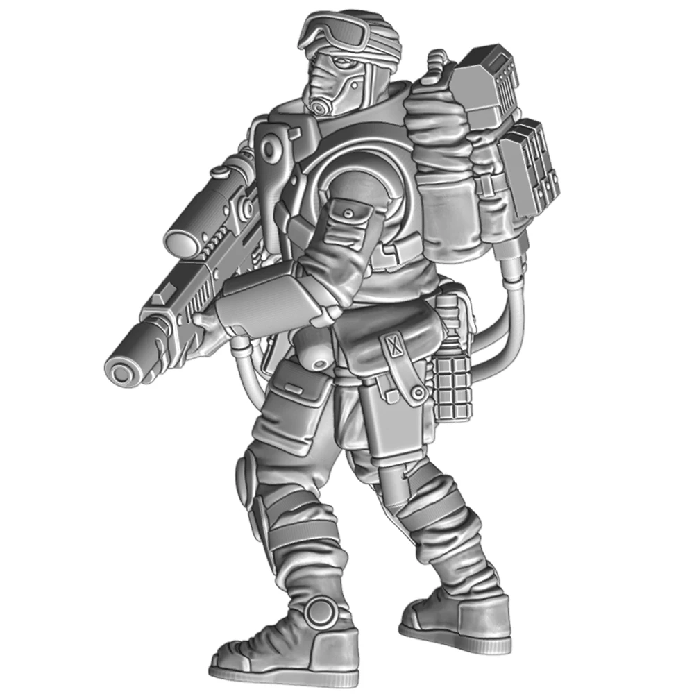 55mm 3d Print Resin Model Statue Machine Gunner Soldier Unpainted Model Kit Unassembled Gk Miniature Figures Tabletop Toy