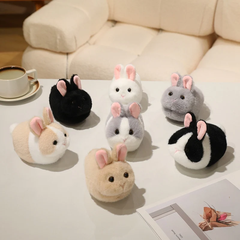 Cute Round Bunny Plush Toy Soft Rabbit Stuffed Animal Stress Relief Squishy Plushie Companion Doll Birthday Holiday Gift for Kid