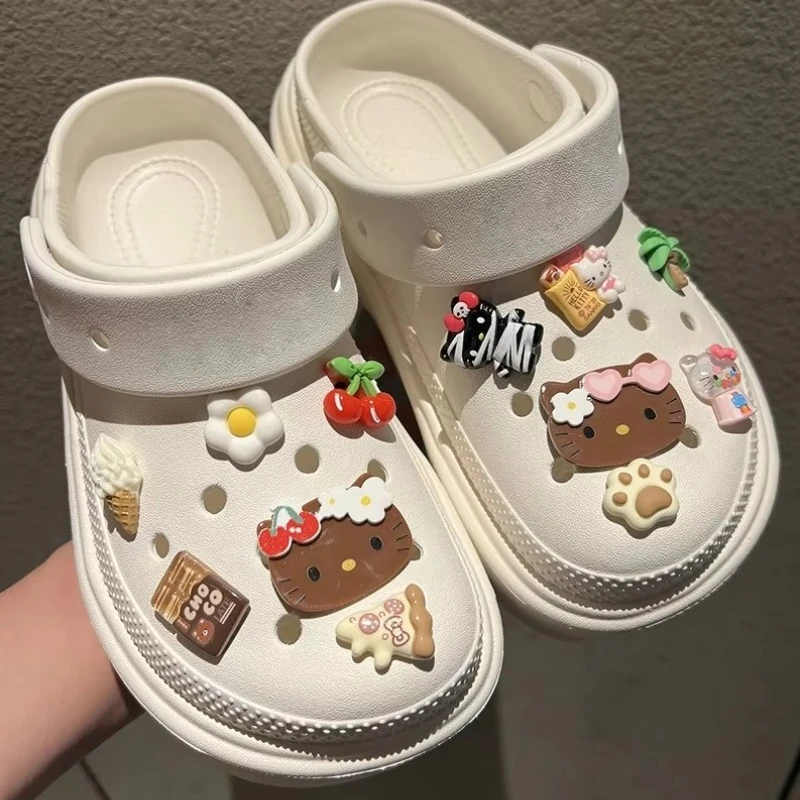 مينيسو سانريو مرحبا كيتي الأحذية السحر مجموعة الاستوائية هاواي KT القط الأحذية الديكور اكسسوارات للإزالة عطلة الشاطئ نمط #6