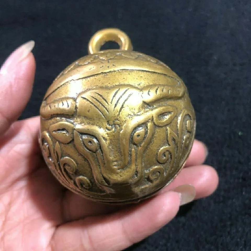 

Brass ox head copper bell antique bell brass pendant bell antique copper home decoration gift