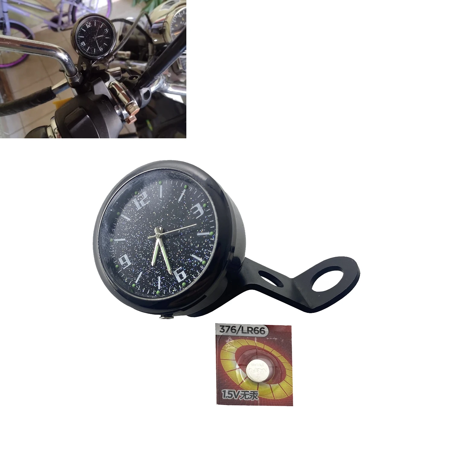 Wasserdichte Lenkeruhr Rückspiegelhalterung Leuchtende Uhr Universal für Motorrad Motorrad Roller