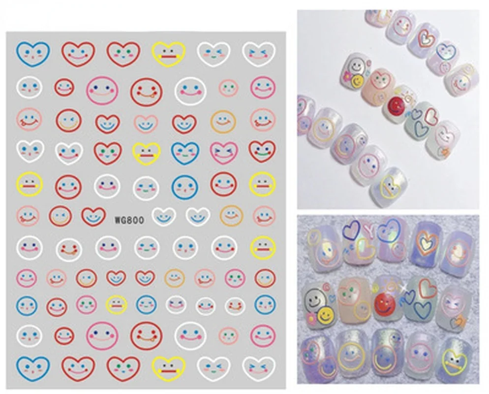 Adesivo per unghie Serpente Drago Farfalla Smiley Amore Sole Fiore Decalcomanie Art Tattoo Slider Trasferimento dell'acqua Lettera Unghie Decorazione artistica